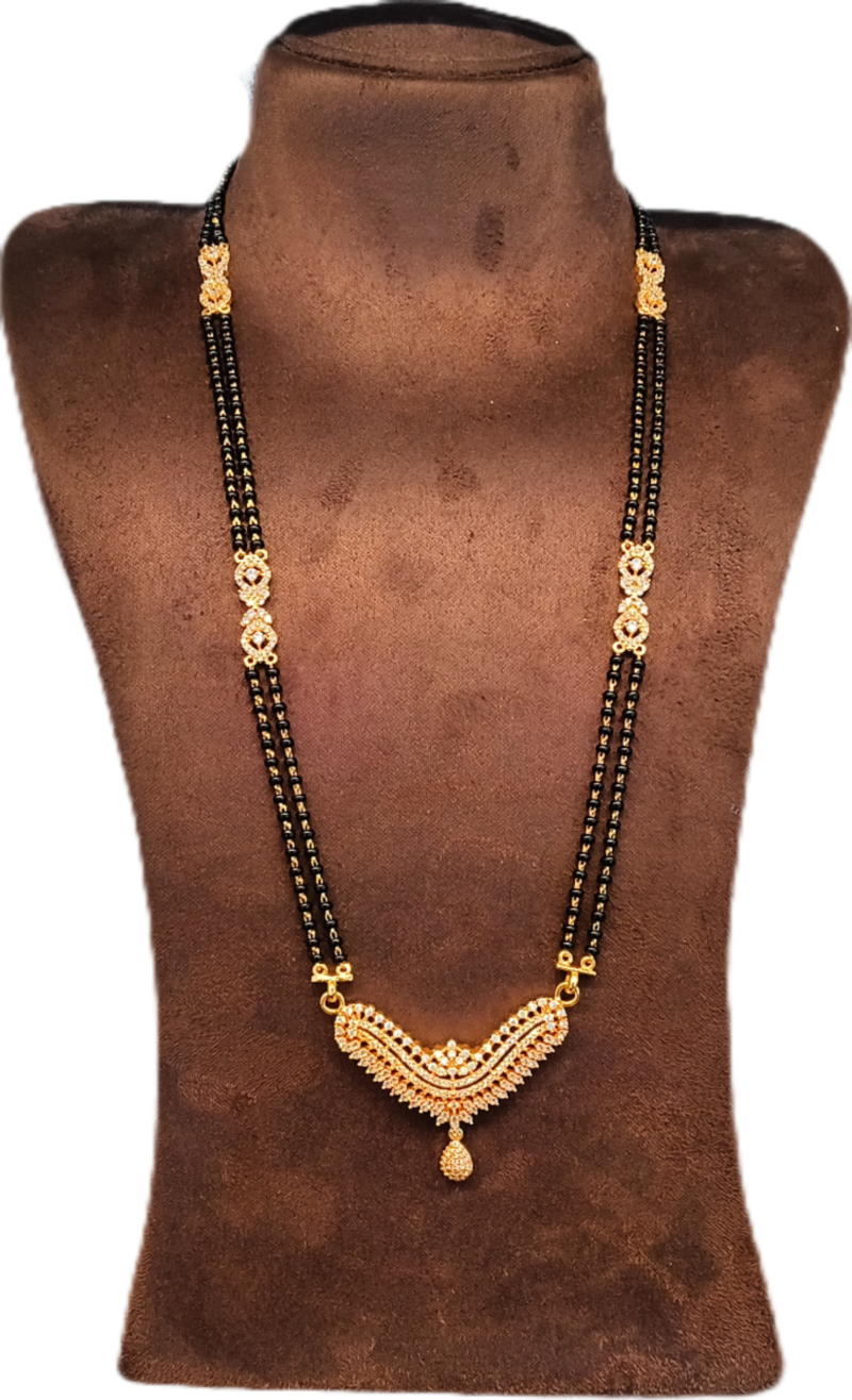 Black Beads CZ stones long chain